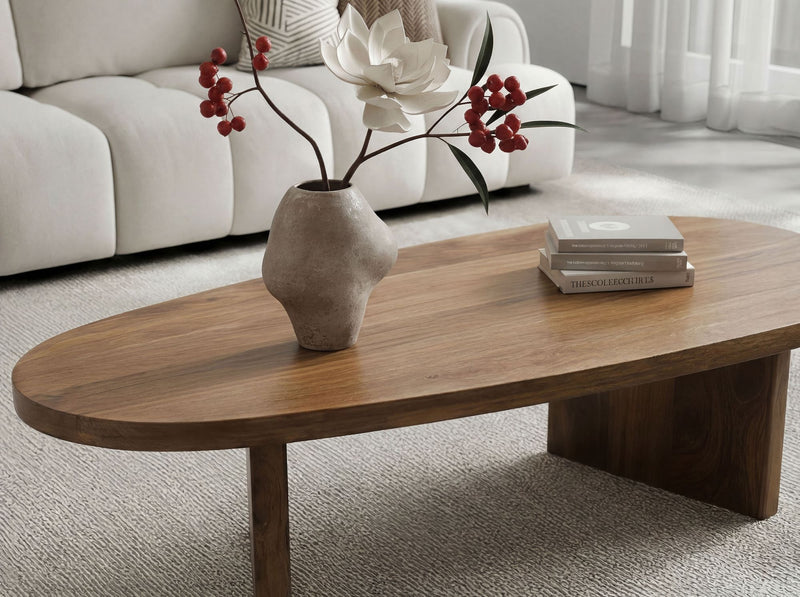 Couchtisch Mango Massivholz oval 120 cm, handgefertigt von Wohnling