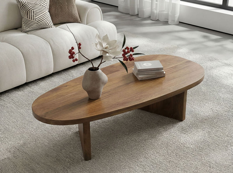 Couchtisch Mango Massivholz oval 120 cm, handgefertigt von Wohnling