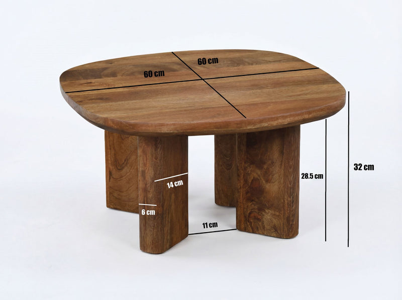 Couchtisch Mango Massivholz 60x60 cm handgefertigt im modernen Design