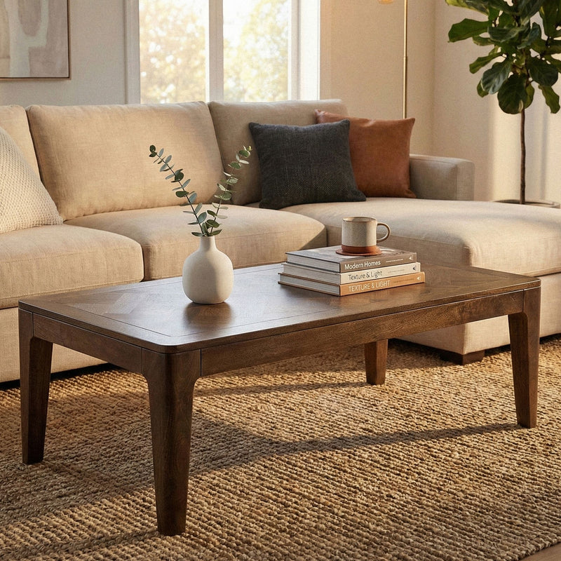 Couchtisch Mango Massivholz 120x60 cm, Walnuss-Finish von Wohnling