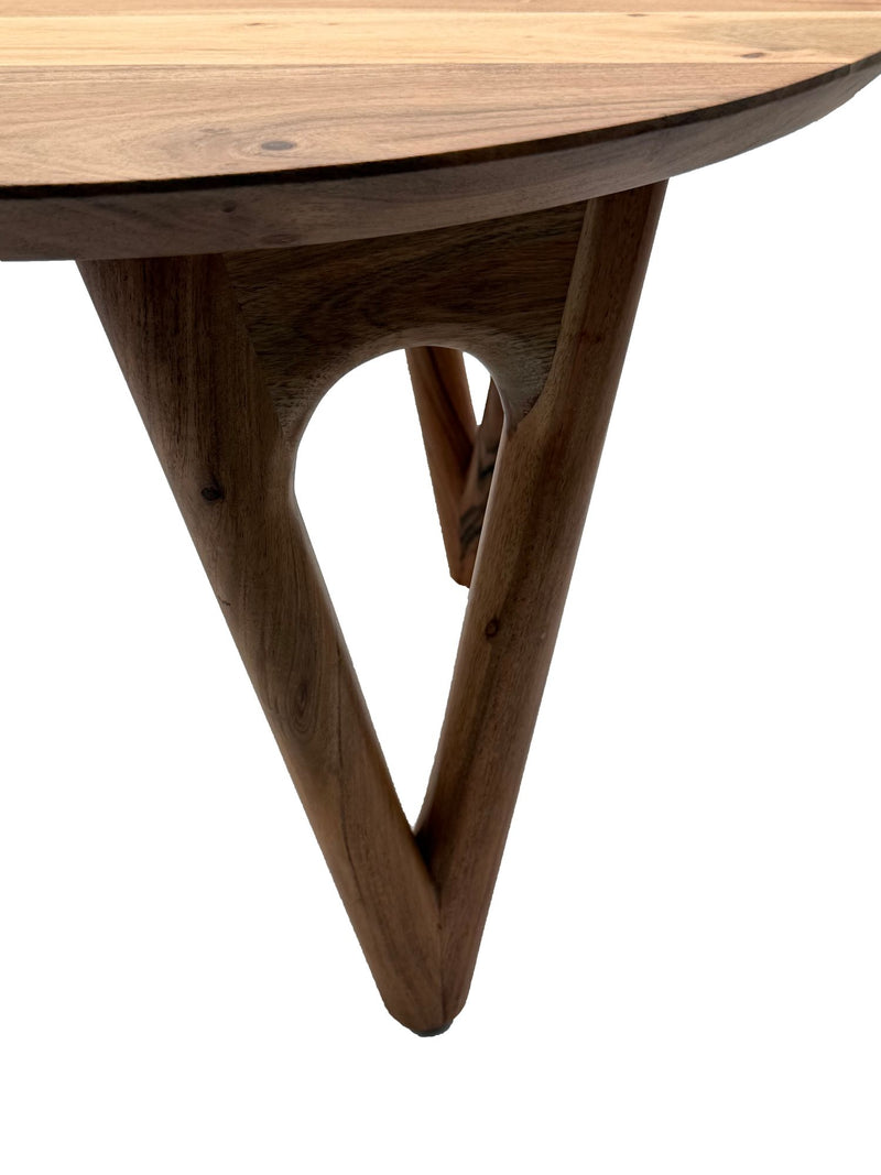 Couchtisch Rund Akazie Massivholz, Wohnzimmertisch 60 cm Landhausstil