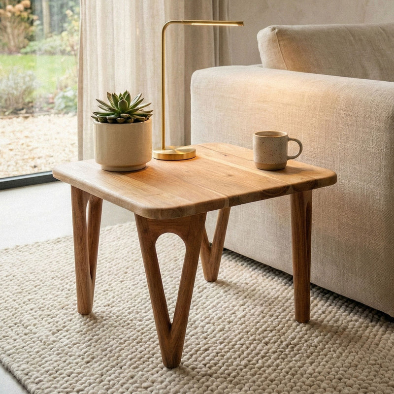 Couchtisch Akazie Massivholz 60x60cm, Wohnzimmertisch im Landhausstil
