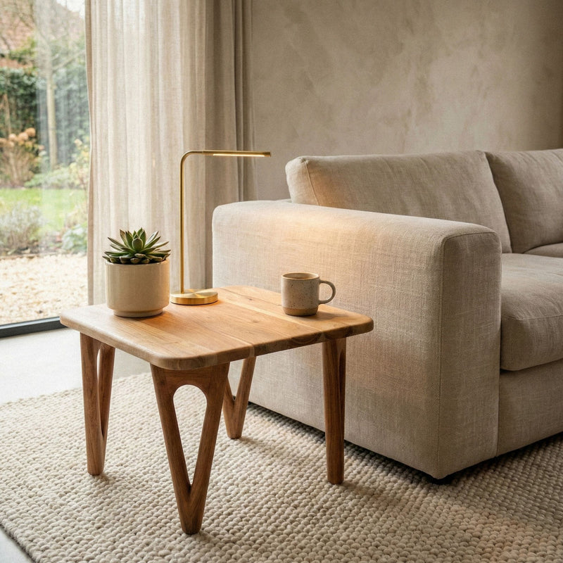Couchtisch Akazie Massivholz 60x60cm, Wohnzimmertisch im Landhausstil