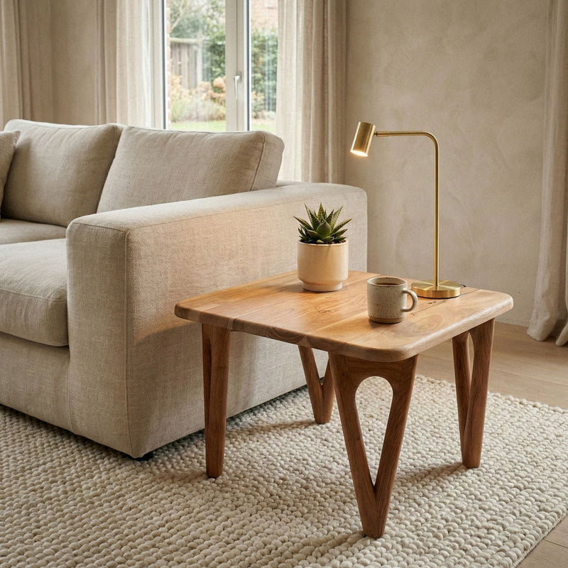 Couchtisch Akazie Massivholz 60x60cm, Wohnzimmertisch im Landhausstil