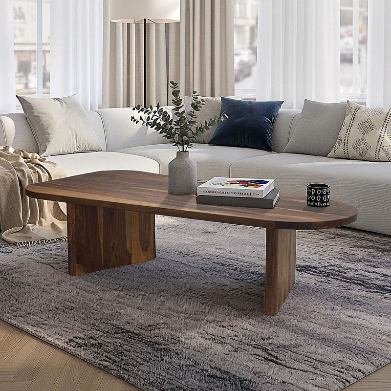Couchtisch Sheesham oval 120cm, Wohnzimmertisch von Wohnling