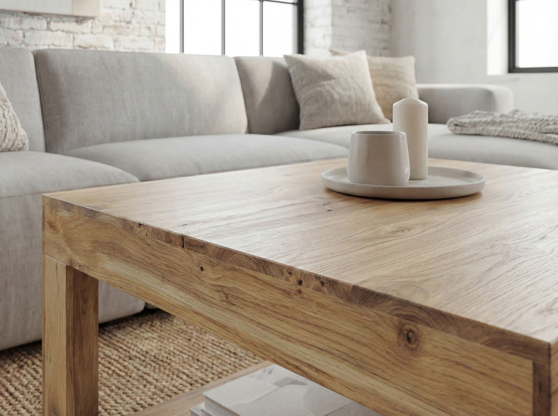 Couchtisch Akazie Massivholz mit Ablagefach, 60x60 cm von Wohnling