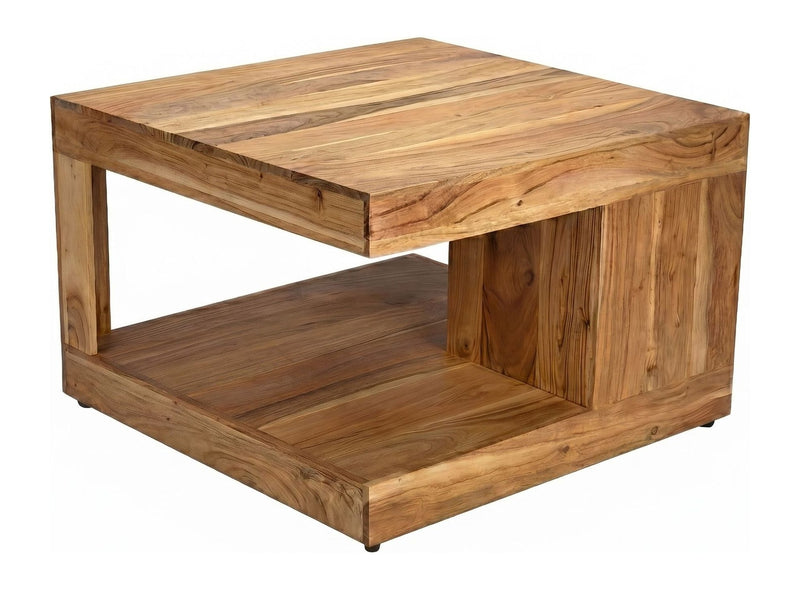 Couchtisch Akazie Massivholz mit Ablagefach, 60x60 cm von Wohnling