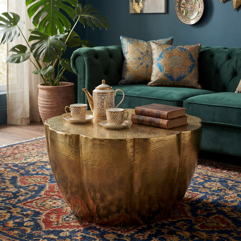 Couchtisch Blütenform Gold 60 cm aus Aluminium von Wohnling