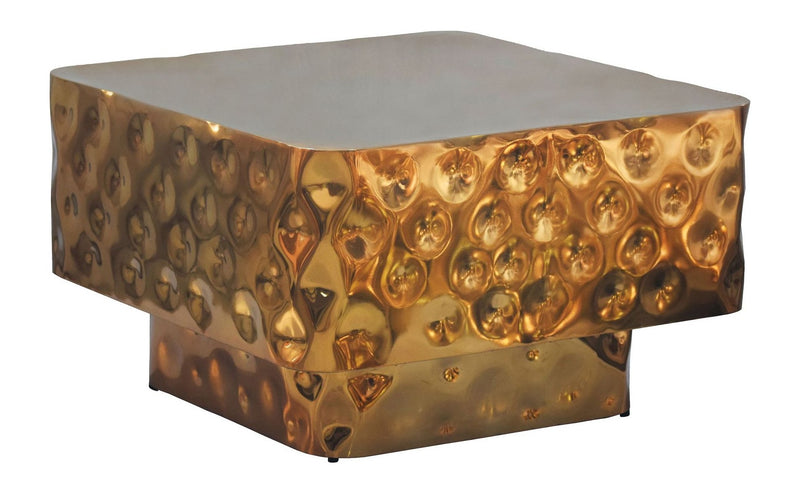 Couchtisch Aluminium Gold 60x60 cm mit gehämmerter Hammerschlag-Optik