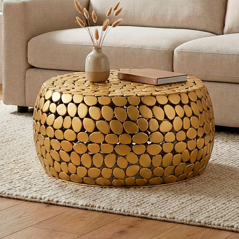 Runder Couchtisch Aluminium Gold, Ø66 cm - Wohnling Design-Sofatisch