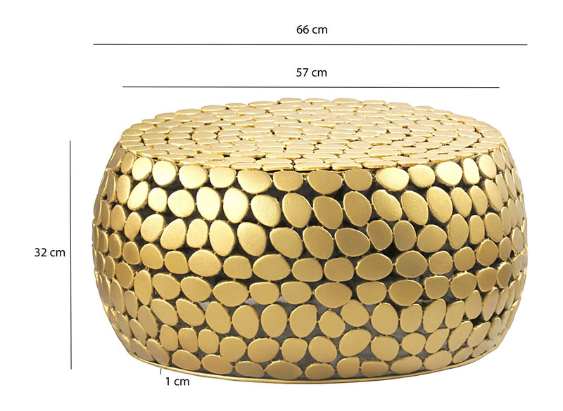 Runder Couchtisch Aluminium Gold, Ø66 cm - Wohnling Design-Sofatisch
