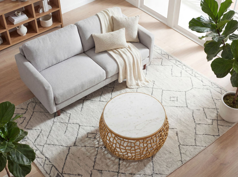 Couchtisch Marmor Gold rund 60 cm mit Aluminiumgestell von Wohnling