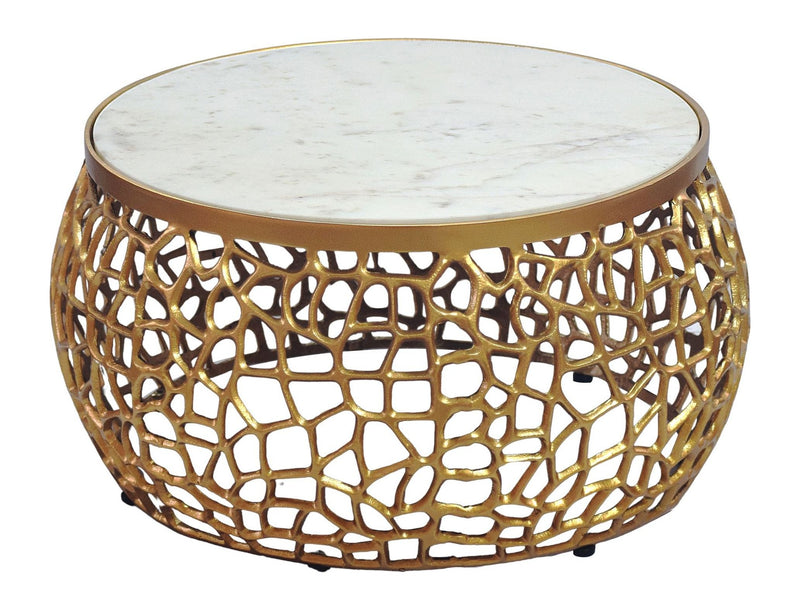 Couchtisch Marmor Gold rund 60 cm mit Aluminiumgestell von Wohnling