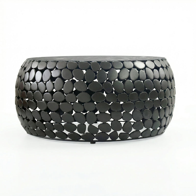 Couchtisch rund Marmor Schwarz mit Aluminiumgestell