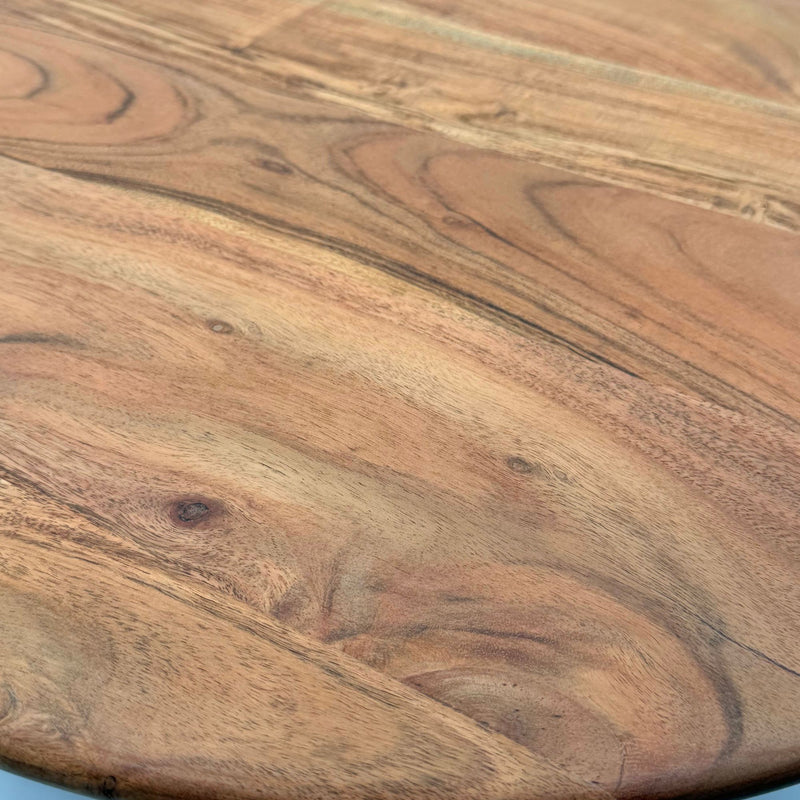 Couchtisch Akazie Massivholz Rund 60 cm – Wohnzimmertisch Handmade