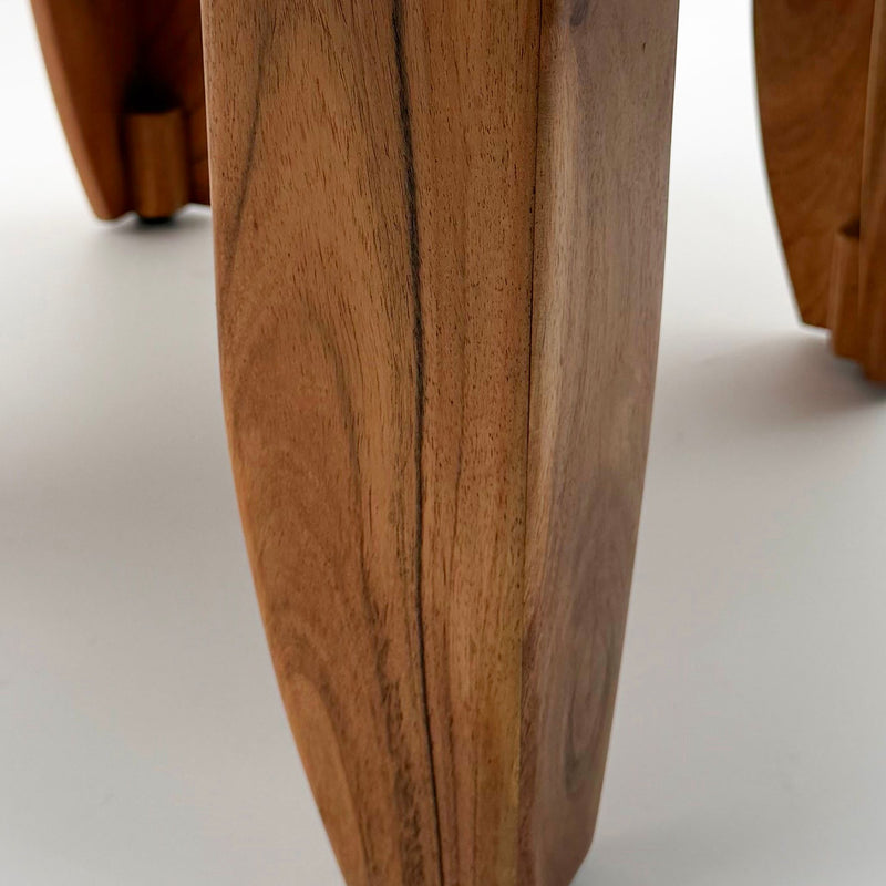 Couchtisch Akazie Massivholz Rund 60 cm – Wohnzimmertisch Handmade