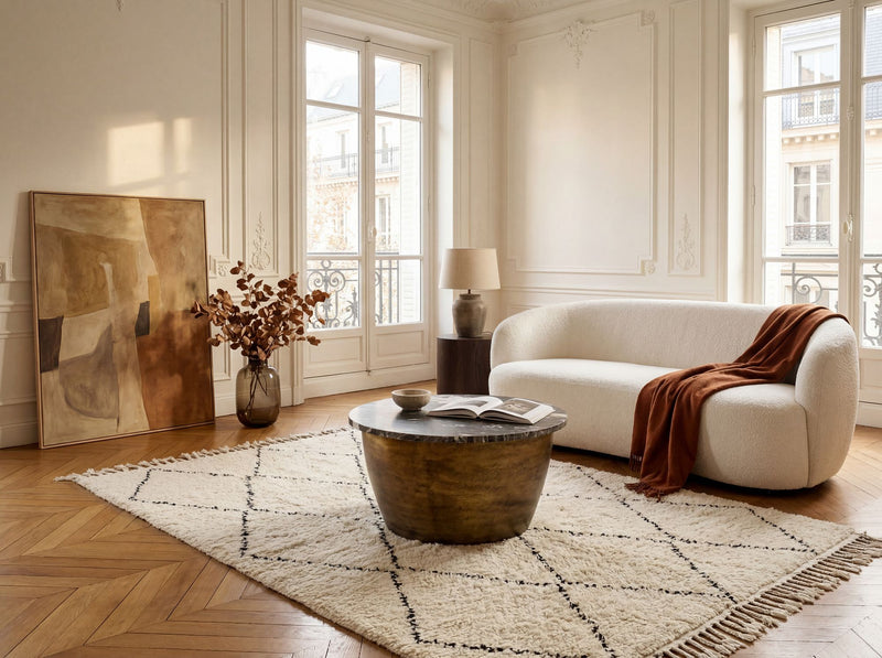 Couchtisch Marmor Gold 60 cm rund - Wohnling Design Sofatisch
