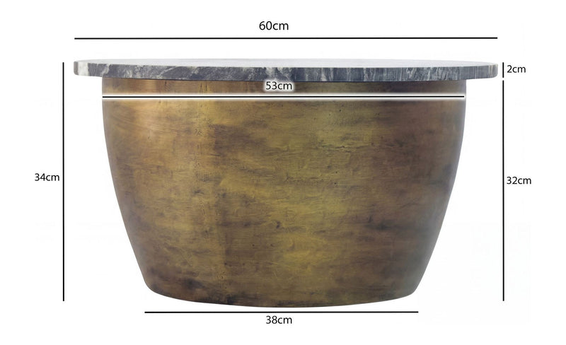 Couchtisch Marmor Gold 60 cm rund - Wohnling Design Sofatisch