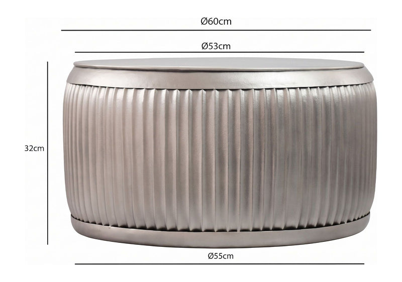 Couchtisch Metall Rund Silber 60 cm mit Stauraum von Wohnling