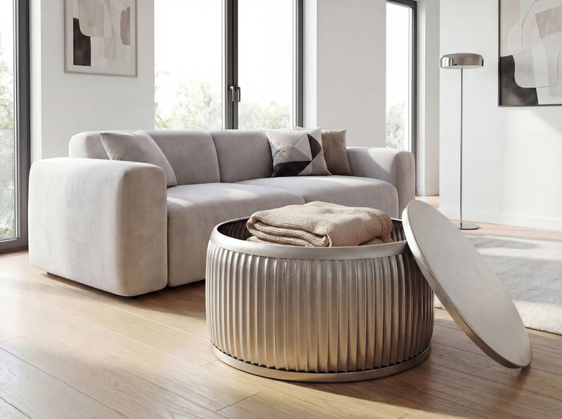 Couchtisch Metall Rund Silber 60 cm mit Stauraum von Wohnling