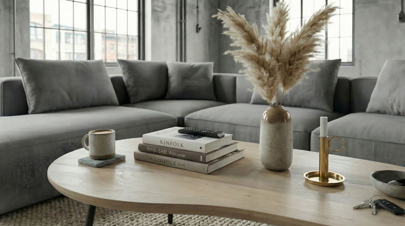 Couchtisch Nierenform Mango Massivholz White Wash mit Metallbeinen
