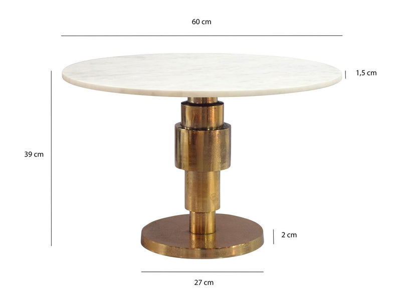 Couchtisch Gold mit weißer Marmorplatte, Ø 60 cm, Aluminiumgestell
