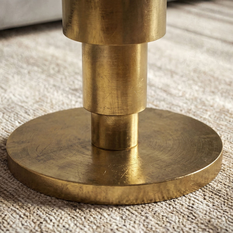 Couchtisch Gold mit weißer Marmorplatte, Ø 60 cm, Aluminiumgestell