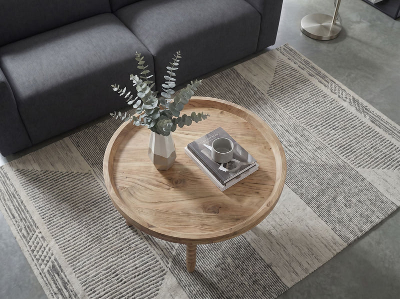 Couchtisch Akazie 60 cm Rund Massivholz mit Perlenbeinen von Wohnling