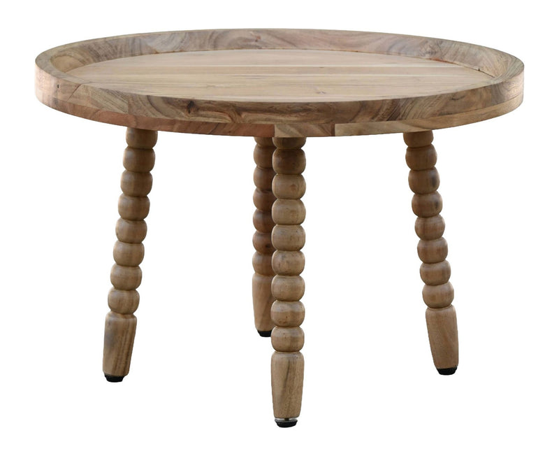 Couchtisch Akazie 60 cm Rund Massivholz mit Perlenbeinen von Wohnling