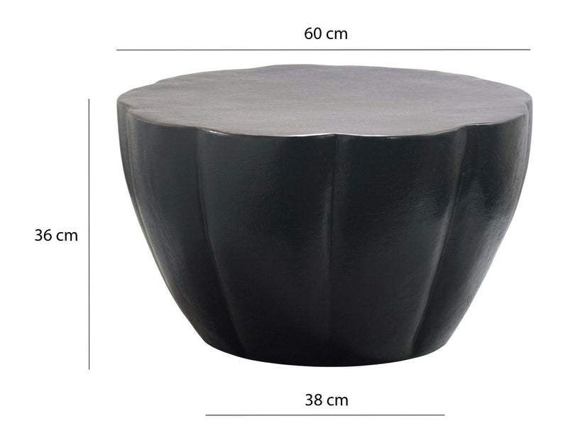 Couchtisch Blütenform Wohnling in Schwarz aus Aluminium, 60 cm rund
