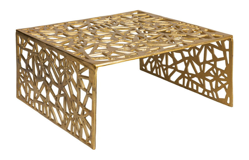 Couchtisch Aluminium Gold 60x60 cm, Design-Sofatisch Handmade