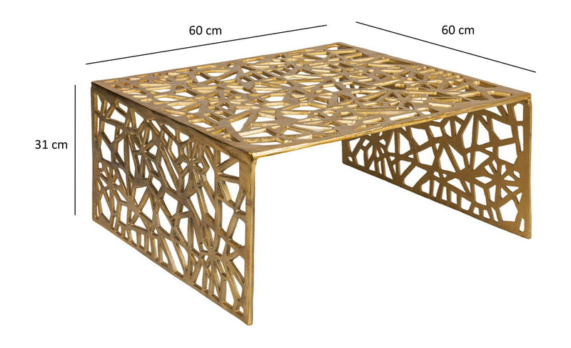 Couchtisch Aluminium Gold 60x60 cm, Design-Sofatisch Handmade