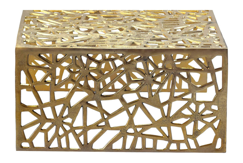 Couchtisch Aluminium Gold 60x60 cm, Design-Sofatisch Handmade