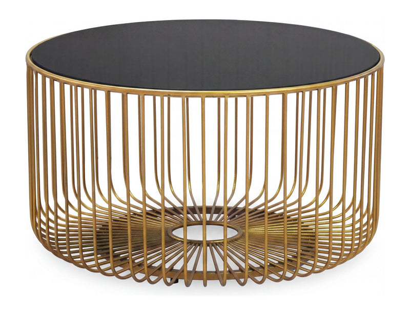Couchtisch Rund 60 cm aus Glas und Metall in Gold von Wohnling