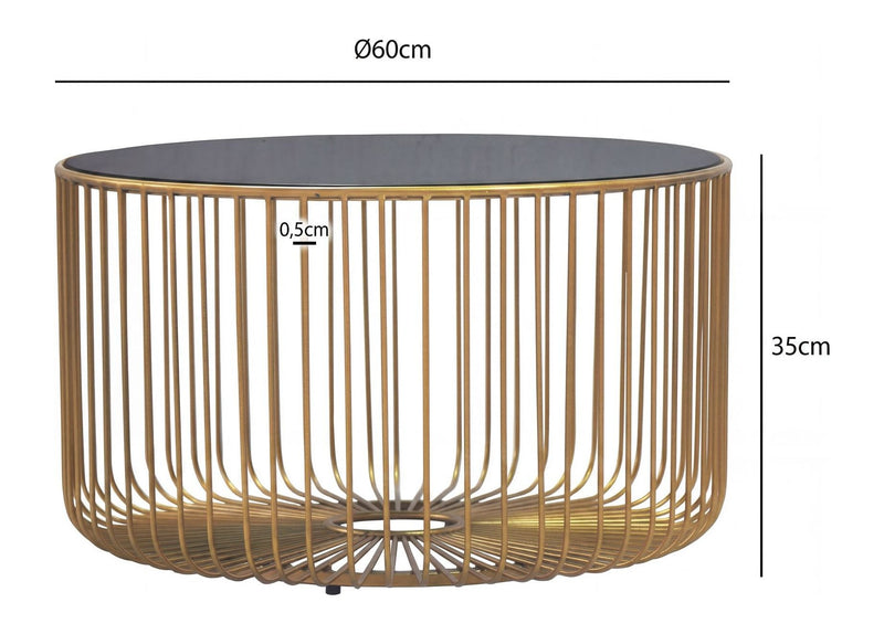 Couchtisch Rund 60 cm aus Glas und Metall in Gold von Wohnling