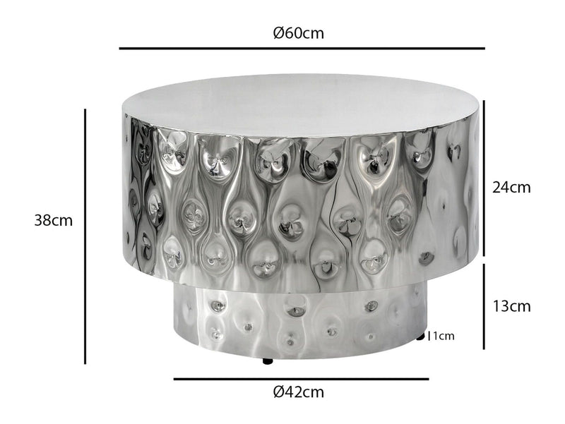 Couchtisch Aluminium Rund 60 cm Silber, Loungetisch von Wohnling