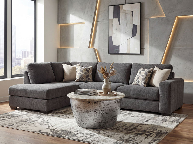 Couchtisch Wohnling rund 60 cm, Marmor-Platte mit Metallgestell