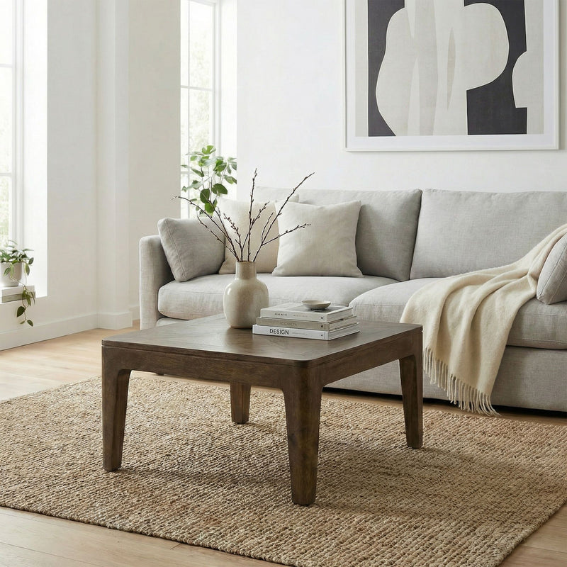 Couchtisch Mango Massivholz 60x60 cm Walnuss-Finish, Wohnling