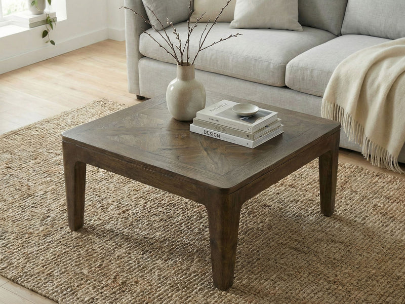 Couchtisch Mango Massivholz 60x60 cm Walnuss-Finish, Wohnling