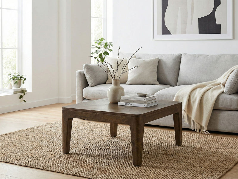 Couchtisch Mango Massivholz 60x60 cm Walnuss-Finish, Wohnling