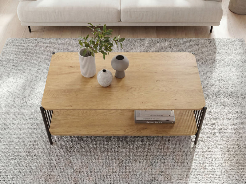 Couchtisch Eiche-Optik 110x60 cm mit Stauraum im Industrial-Design