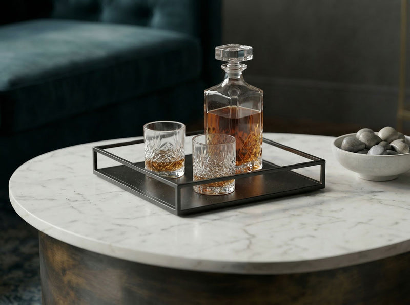 Couchtisch Gold 63 cm mit weißer Marmorplatte und Aluminiumgestell