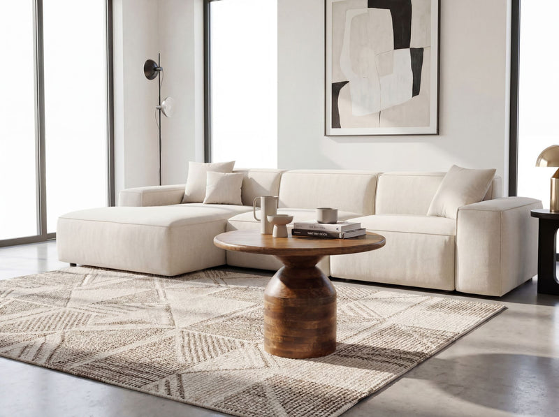 Couchtisch Mango Massivholz rund, 60 cm mit Säulenfuß, Wohnzimmer