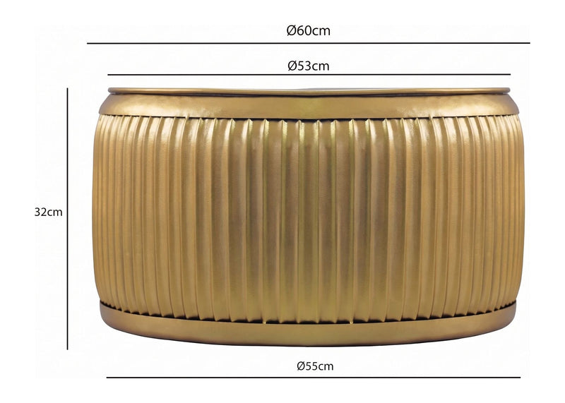 Couchtisch Rund Gold 60 cm mit Stauraum – Metall-Beistelltisch