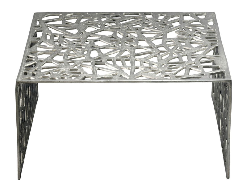 Couchtisch Aluminium Silber 60x60 cm mit Astmuster im Handmade-Design