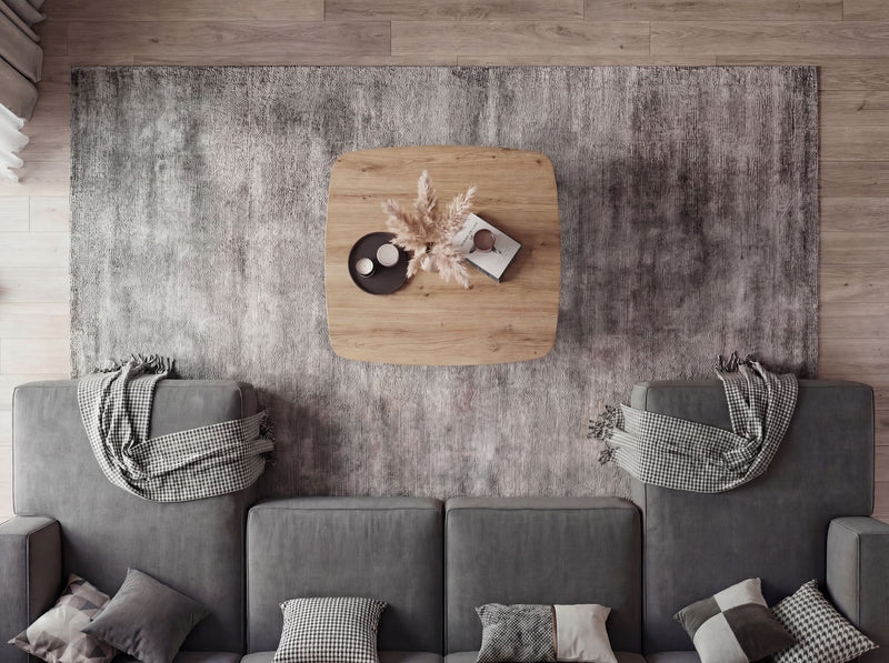 Couchtisch Quadratisch 75x75cm Eiche-Optik, Zickzack-Gestell Schwarz