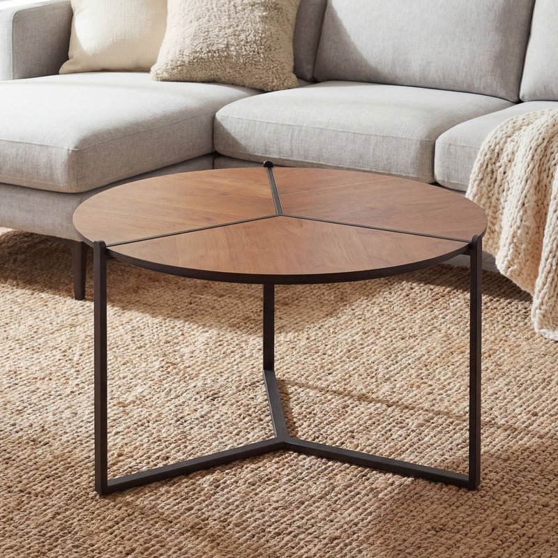 Couchtisch 80cm Dreibein-Gestell aus Metall, Holzoptik Wohnling