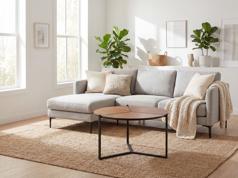 Couchtisch 80cm Dreibein-Gestell aus Metall, Holzoptik Wohnling
