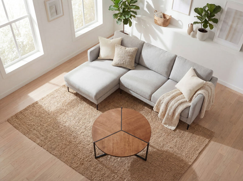 Couchtisch 80cm Dreibein-Gestell aus Metall, Holzoptik Wohnling