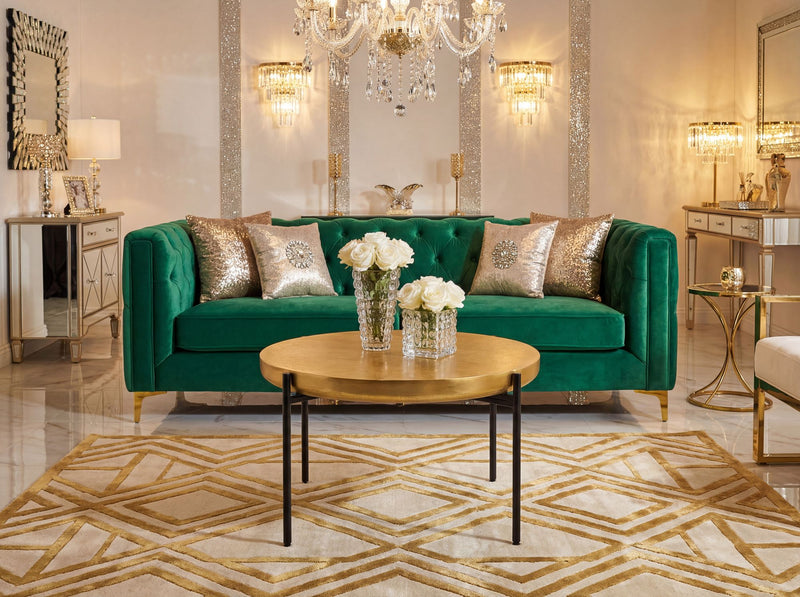Couchtisch Rund Gold aus Aluminium - Orientalischer Wohnzimmertisch